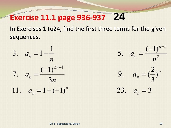 Exercise 11. 1 page 936 -937 24 In Exercises 1 to 24, find the