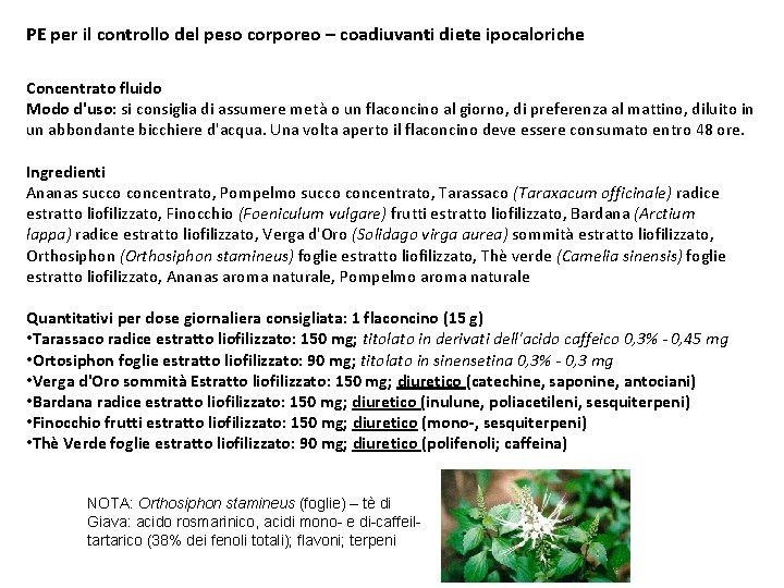 PE per il controllo del peso corporeo – coadiuvanti diete ipocaloriche Concentrato fluido Modo