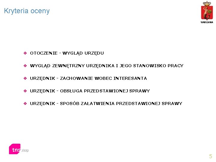 Kryteria oceny v OTOCZENIE - WYGLĄD URZĘDU v WYGLĄD ZEWNĘTRZNY URZĘDNIKA I JEGO STANOWISKO