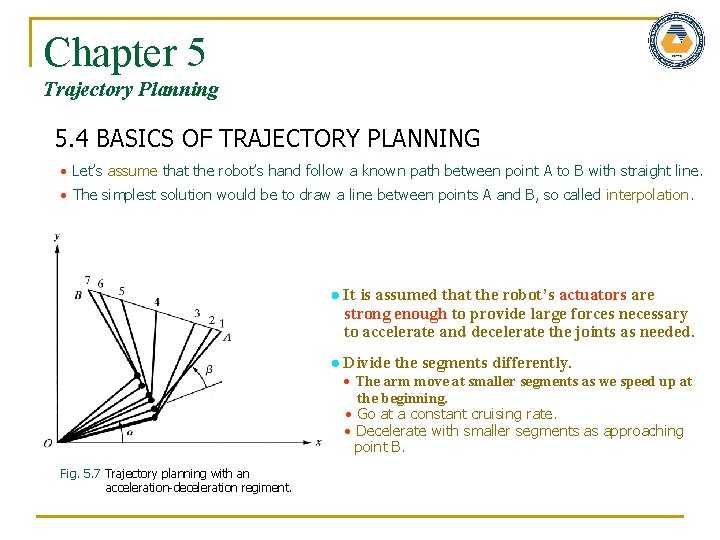 Chapter 5 Trajectory Planning 5. 4 BASICS OF TRAJECTORY PLANNING Let’s assume that the