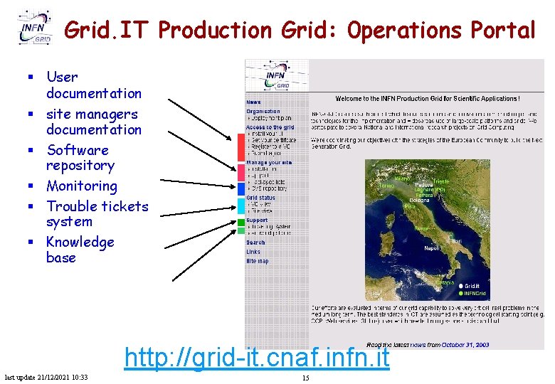 Grid. IT Production Grid: 0 perations Portal § User documentation § site managers documentation