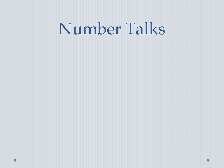 Number Talks 