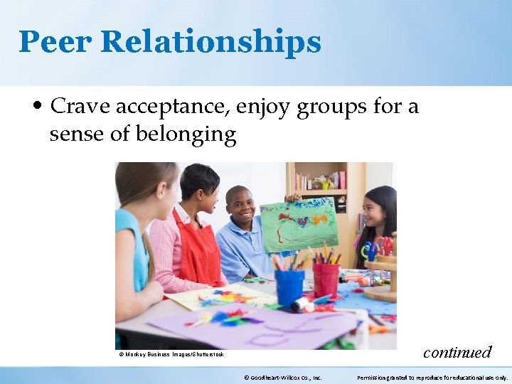 Peer Relationships • Crave acceptance, enjoy groups for a sense of belonging continued ©