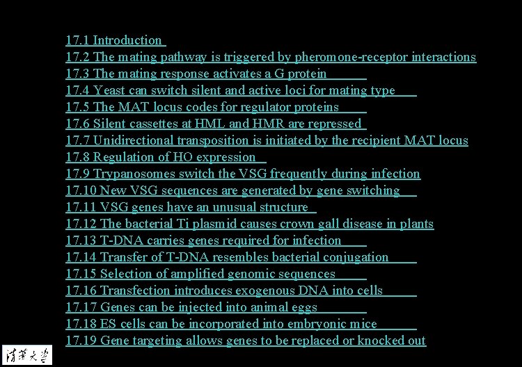 17. 1 Introduction 17. 2 The mating pathway is triggered by pheromone-receptor interactions 17.