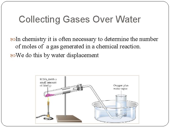 Collecting Gases Over Water In chemistry it is often necessary to determine the number