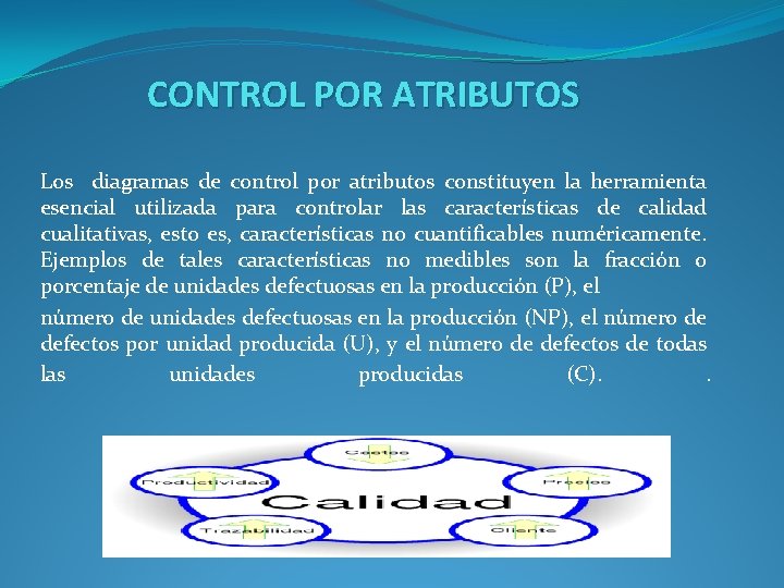 CONTROL POR ATRIBUTOS Los diagramas de control por atributos constituyen la herramienta esencial utilizada