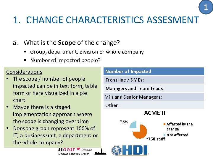 1 1. CHANGE CHARACTERISTICS ASSESMENT a. What is the Scope of the change? § 1 1. CHANGE CHARACTERISTICS ASSESMENT a. What is the Scope of the change? §
