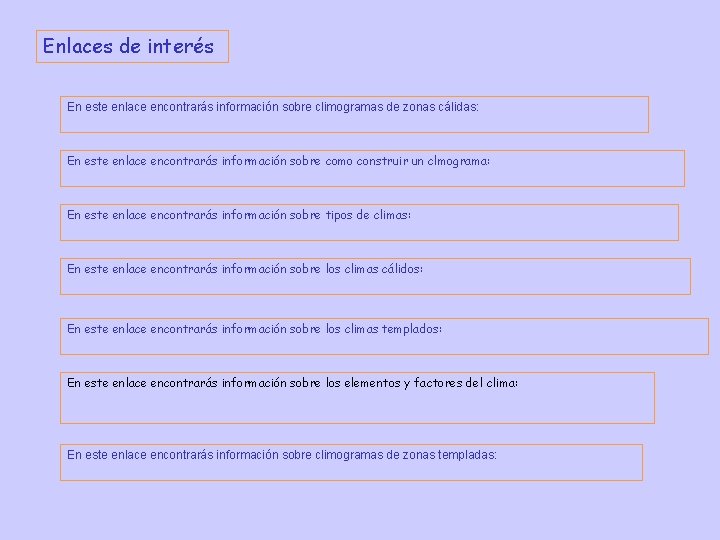 Enlaces de interés En este enlace encontrarás información sobre climogramas de zonas cálidas: http: