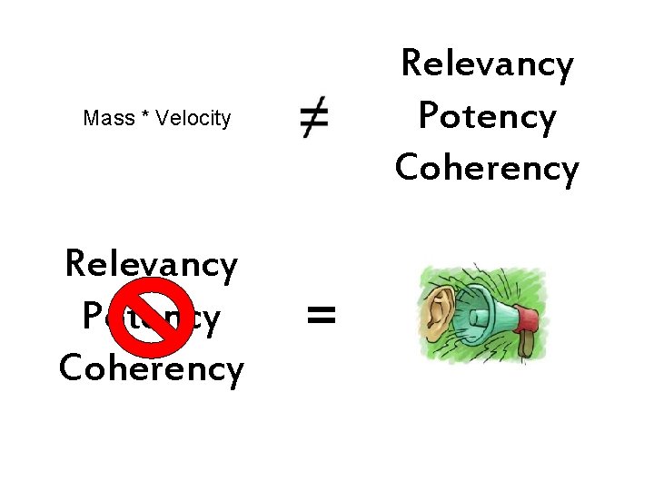 Relevancy Potency Coherency Mass * Velocity Relevancy Potency Coherency = 