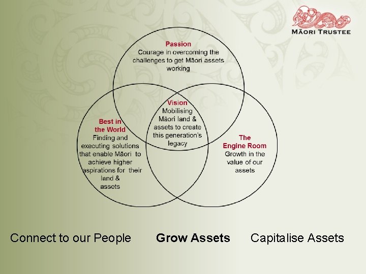Connect to our People Grow Assets Capitalise Assets 