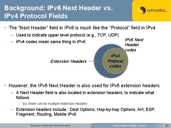 Background: IPv 6 Next Header vs. IPv 4 Protocol Fields • The “Next Header”