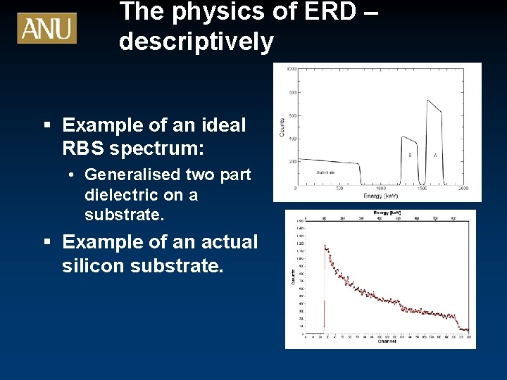 The physics of ERD – descriptively § Example of an ideal RBS spectrum: •