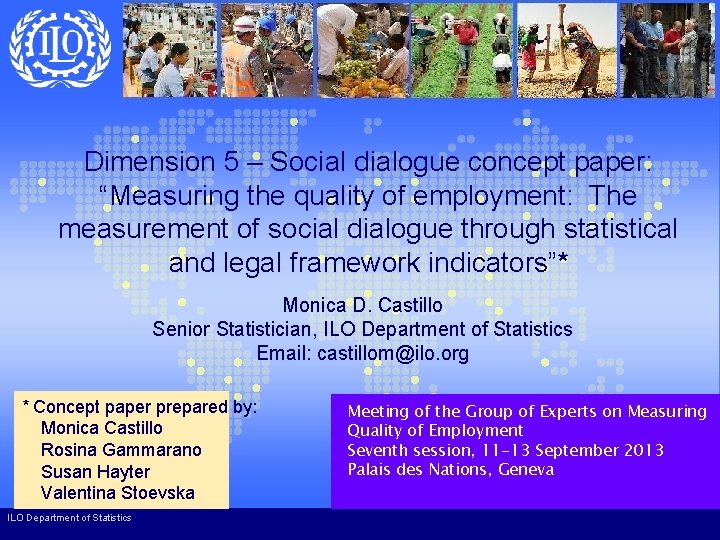 Dimension 5 – Social dialogue concept paper: “Measuring the quality of employment: The measurement