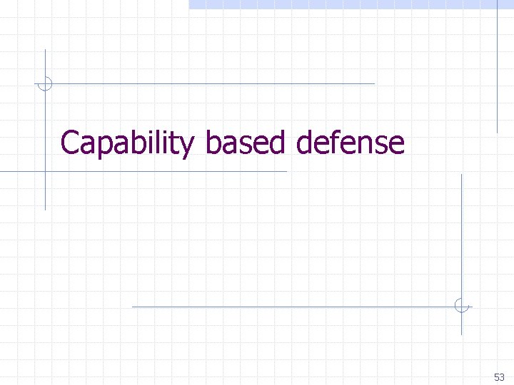 Capability based defense 53 