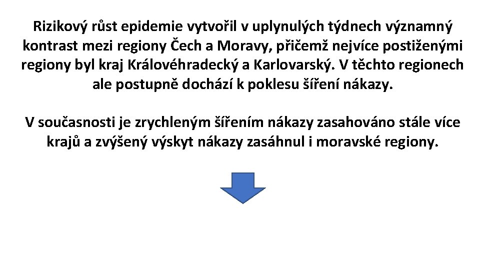 Rizikový růst epidemie vytvořil v uplynulých týdnech významný kontrast mezi regiony Čech a Moravy,