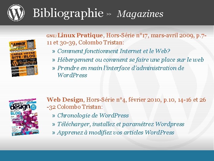 Bibliographie >> Magazines Linux Pratique, Hors-Série n° 17, mars-avril 2009, p. 711 et 30
