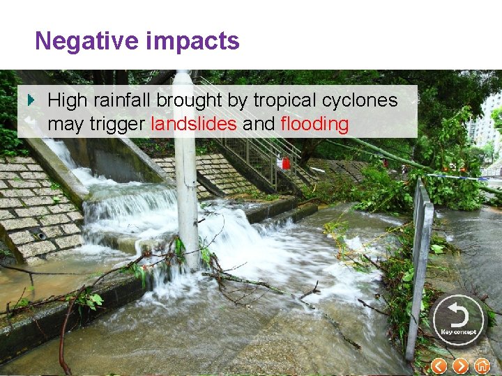 Negative impacts High Deathrainfall and injuries brought by tropical cyclones may trigger landslides and