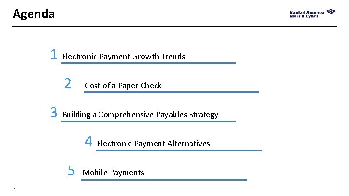 Agenda 1 Electronic Payment Growth Trends 2 Cost of a Paper Check 3 Building
