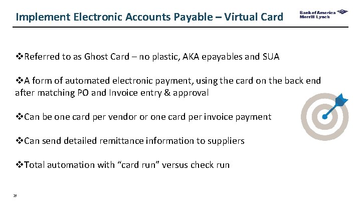 Implement Electronic Accounts Payable – Virtual Card v. Referred to as Ghost Card –