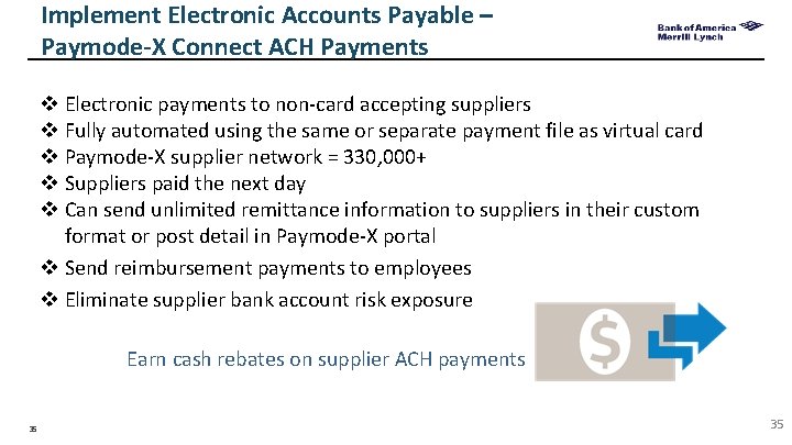 Implement Electronic Accounts Payable – Paymode-X Connect ACH Payments v Electronic payments to non-card