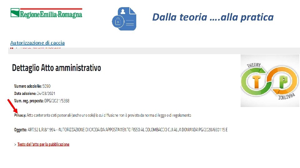 Dalla teoria …. alla pratica Autorizzazione di caccia 