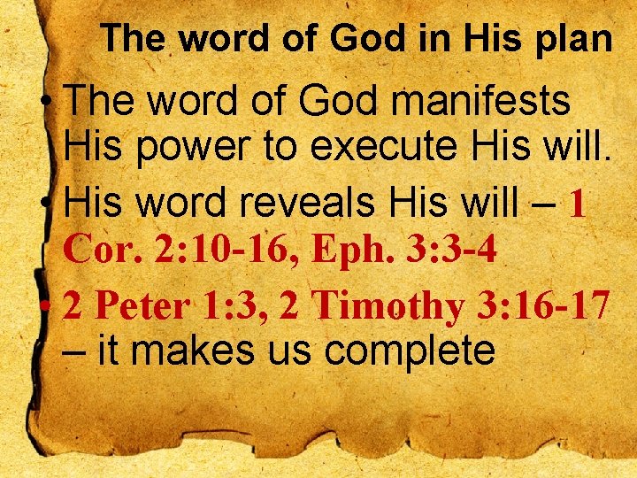 The word of God in His plan • The word of God manifests His