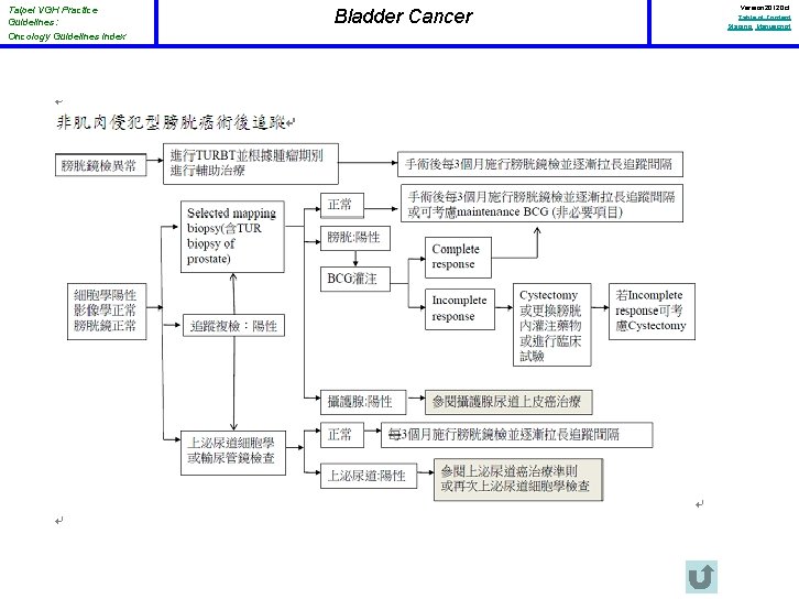 Taipei VGH Practice Guidelines: Oncology Guidelines Index Bladder Cancer Version 2012 Oct Table of