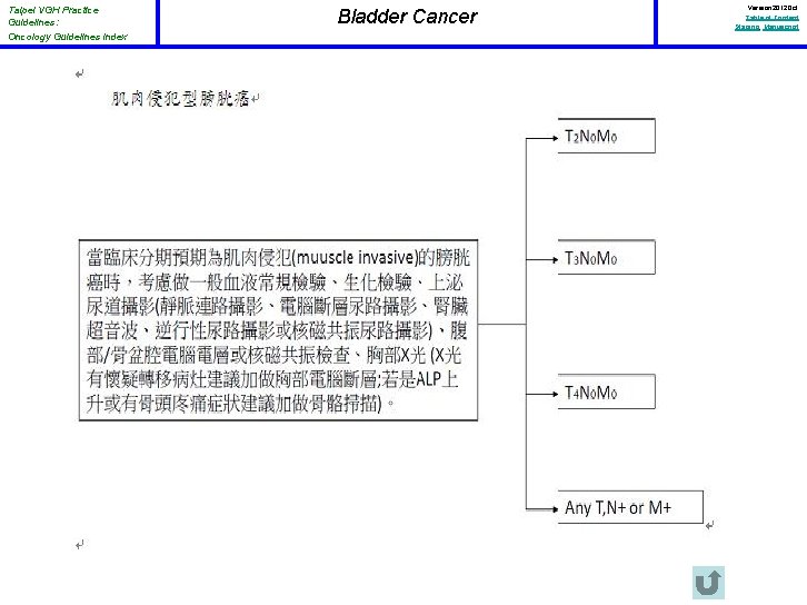 Taipei VGH Practice Guidelines: Oncology Guidelines Index Bladder Cancer Version 2012 Oct Table of