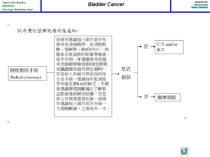 Taipei VGH Practice Guidelines: Oncology Guidelines Index Bladder Cancer Version 2012 Oct Table of