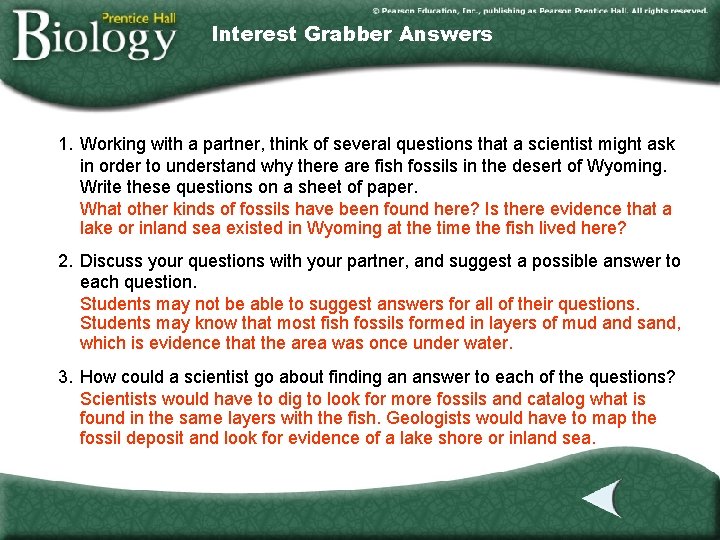 Interest Grabber Answers 1. Working with a partner, think of several questions that a