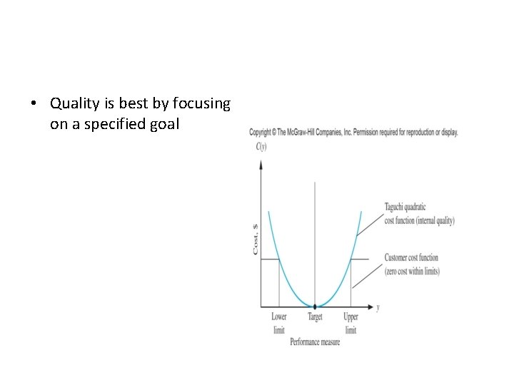 • Quality is best by focusing on a specified goal • Quality is best by focusing on a specified goal
