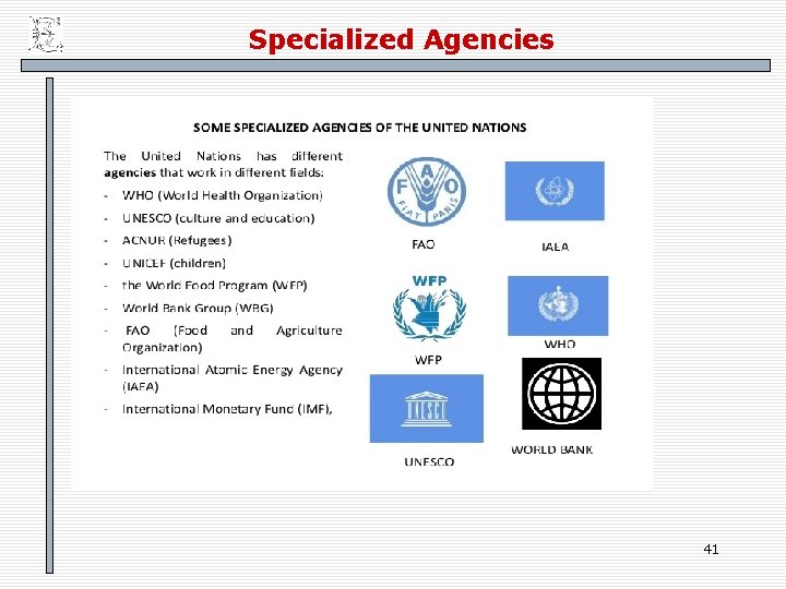 Specialized Agencies 41 