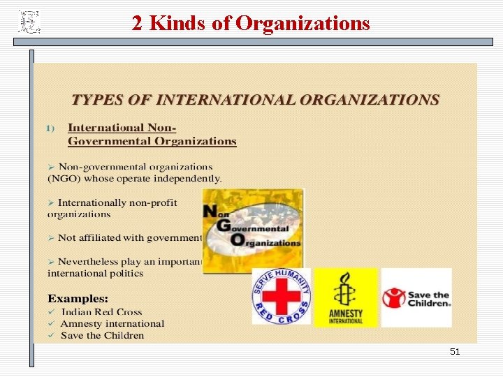 2 Kinds of Organizations 51 