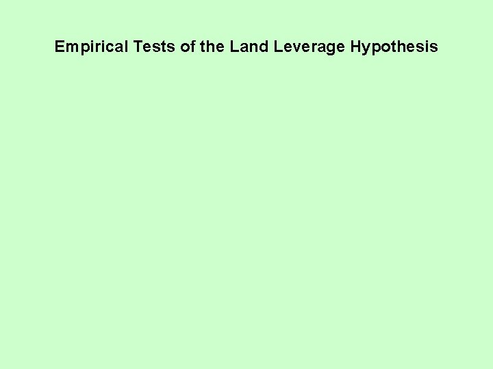 Empirical Tests of the Land Leverage Hypothesis 