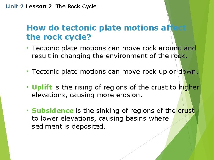 Unit 2 Lesson 2 The Rock Cycle Florida