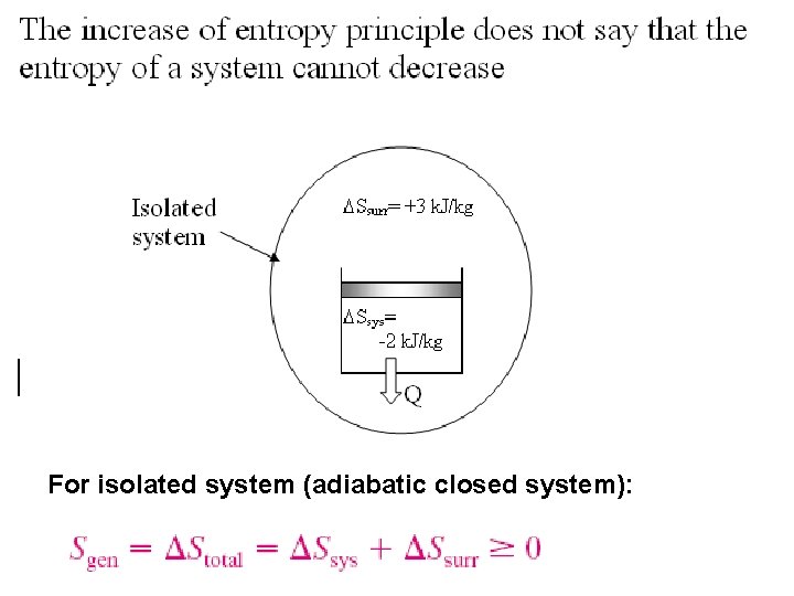 For isolated system (adiabatic closed system): For isolated system (adiabatic closed system):