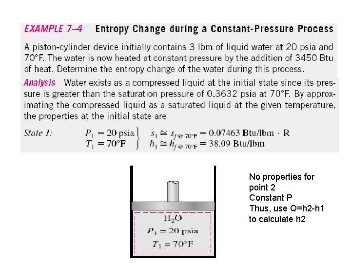 No properties for point 2 Constant P Thus, use Q=h 2 -h 1 to No properties for point 2 Constant P Thus, use Q=h 2 -h 1 to