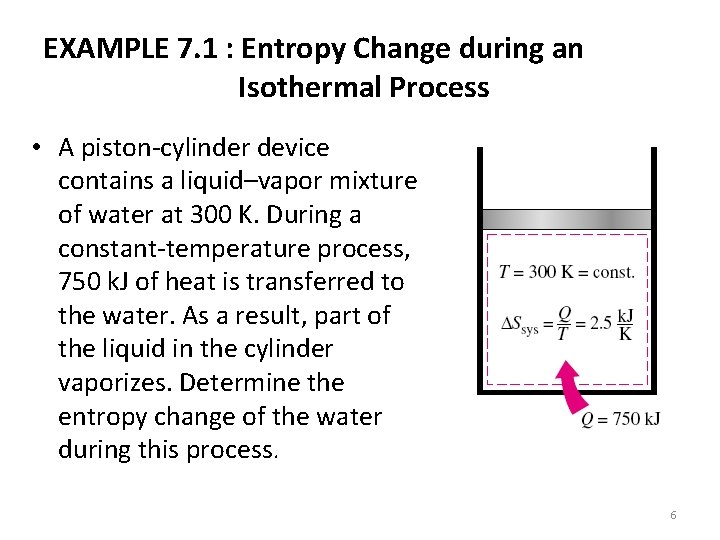 EXAMPLE 7. 1 : Entropy Change during an Isothermal Process • A piston-cylinder device EXAMPLE 7. 1 : Entropy Change during an Isothermal Process • A piston-cylinder device