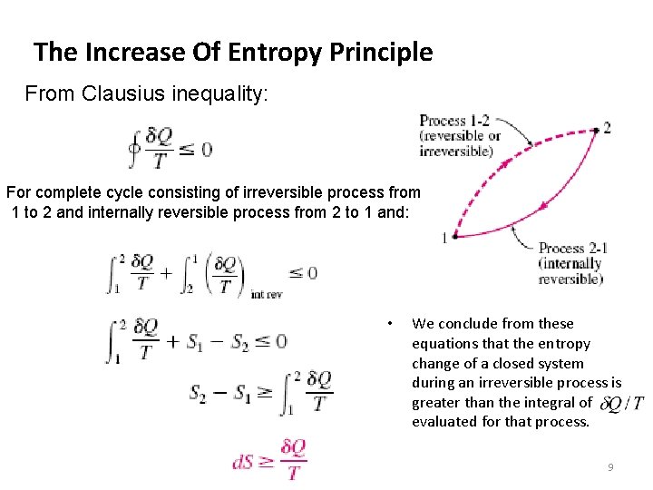 The Increase Of Entropy Principle From Clausius inequality: For complete cycle consisting of irreversible The Increase Of Entropy Principle From Clausius inequality: For complete cycle consisting of irreversible