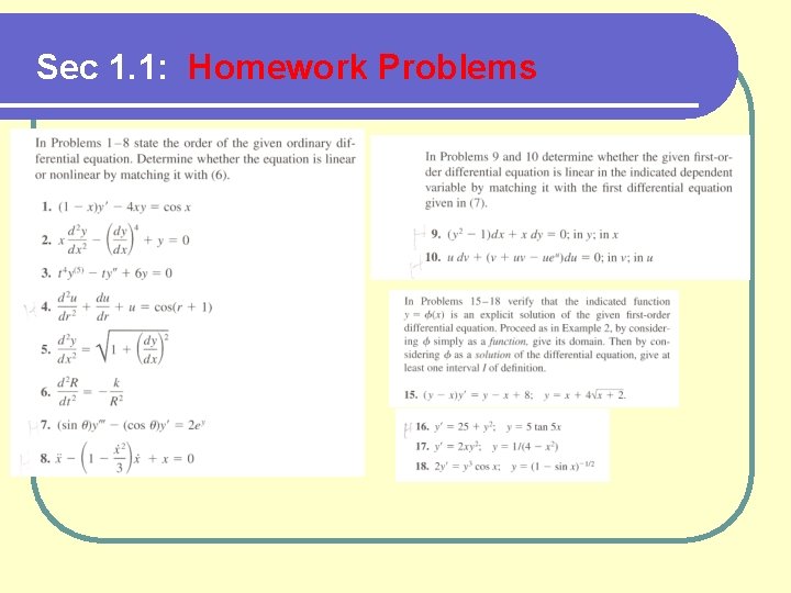 Sec 1. 1: Homework Problems 