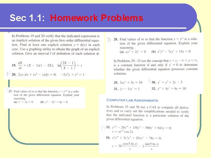 Sec 1. 1: Homework Problems 
