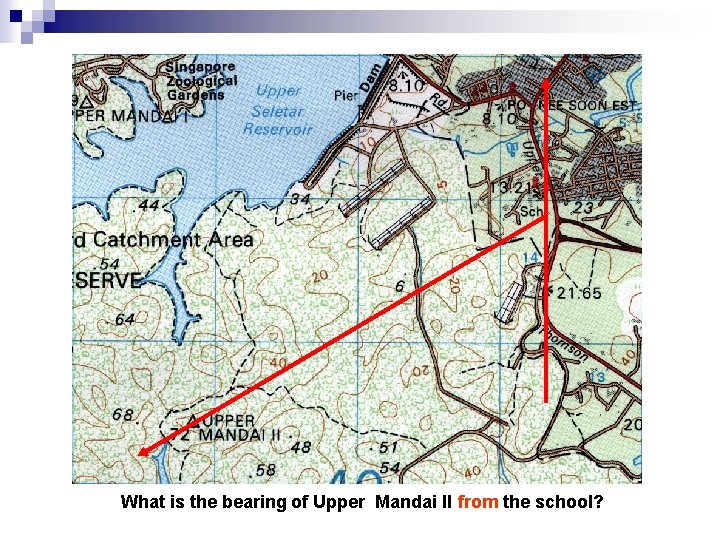 What is the bearing of Upper Mandai II from the school? 