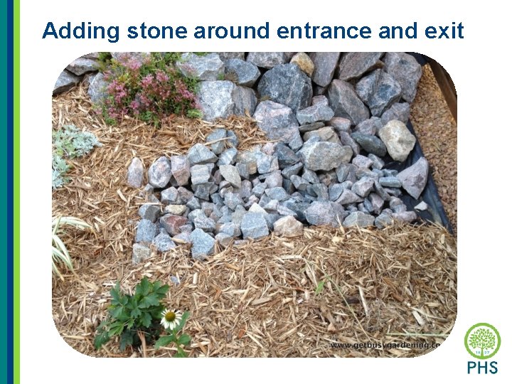 Adding stone around entrance and exit 