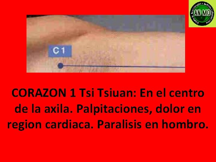 CORAZON 1 Tsiuan: En el centro de la axila. Palpitaciones, dolor en region cardiaca.