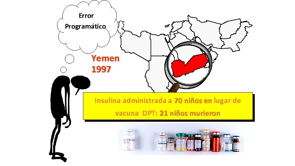Error Programático Yemen 1997 Insulina administrada a 70 niños en lugar de vacuna DPT: