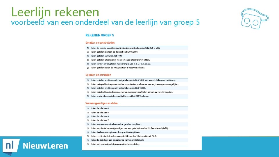 Leerlijn rekenen voorbeeld van een onderdeel van de leerlijn van groep 5 