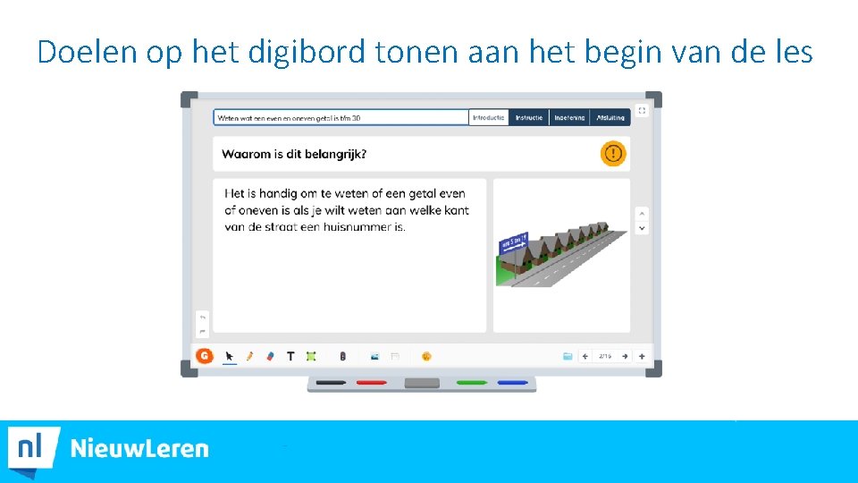 Doelen op het digibord tonen aan het begin van de les 