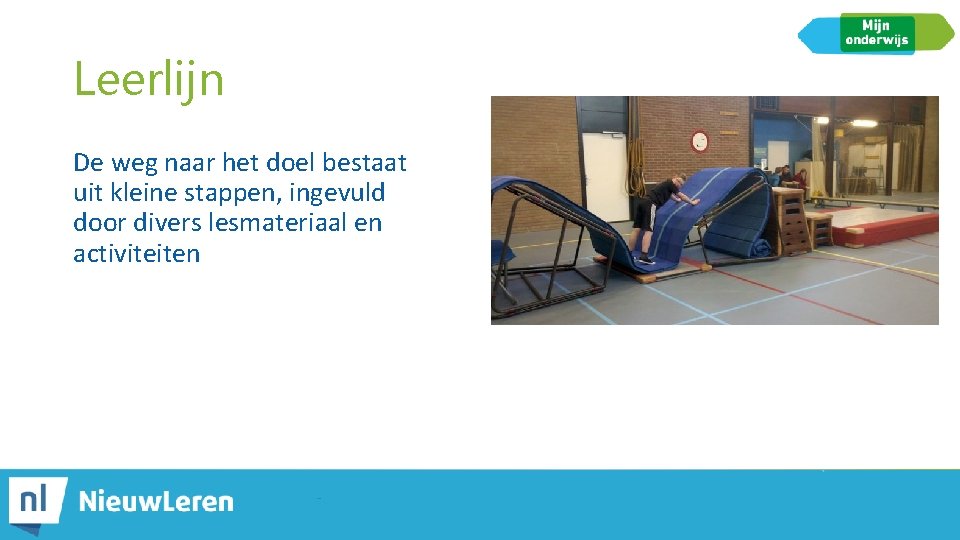 Leerlijn De weg naar het doel bestaat uit kleine stappen, ingevuld door divers lesmateriaal