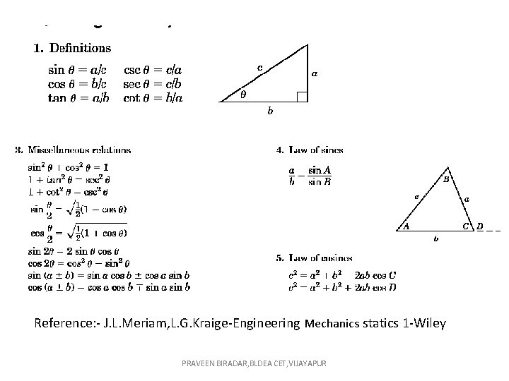 Reference: - J. L. Meriam, L. G. Kraige-Engineering Mechanics statics 1 -Wiley PRAVEEN BIRADAR,