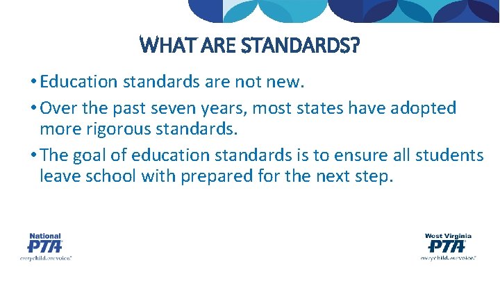 WHAT ARE STANDARDS? • Education standards are not new. • Over the past seven